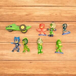 PJ Masks Mini Figures Lot of 8 with Gekko Mobile Vehicle Catboy Owlette Romeo